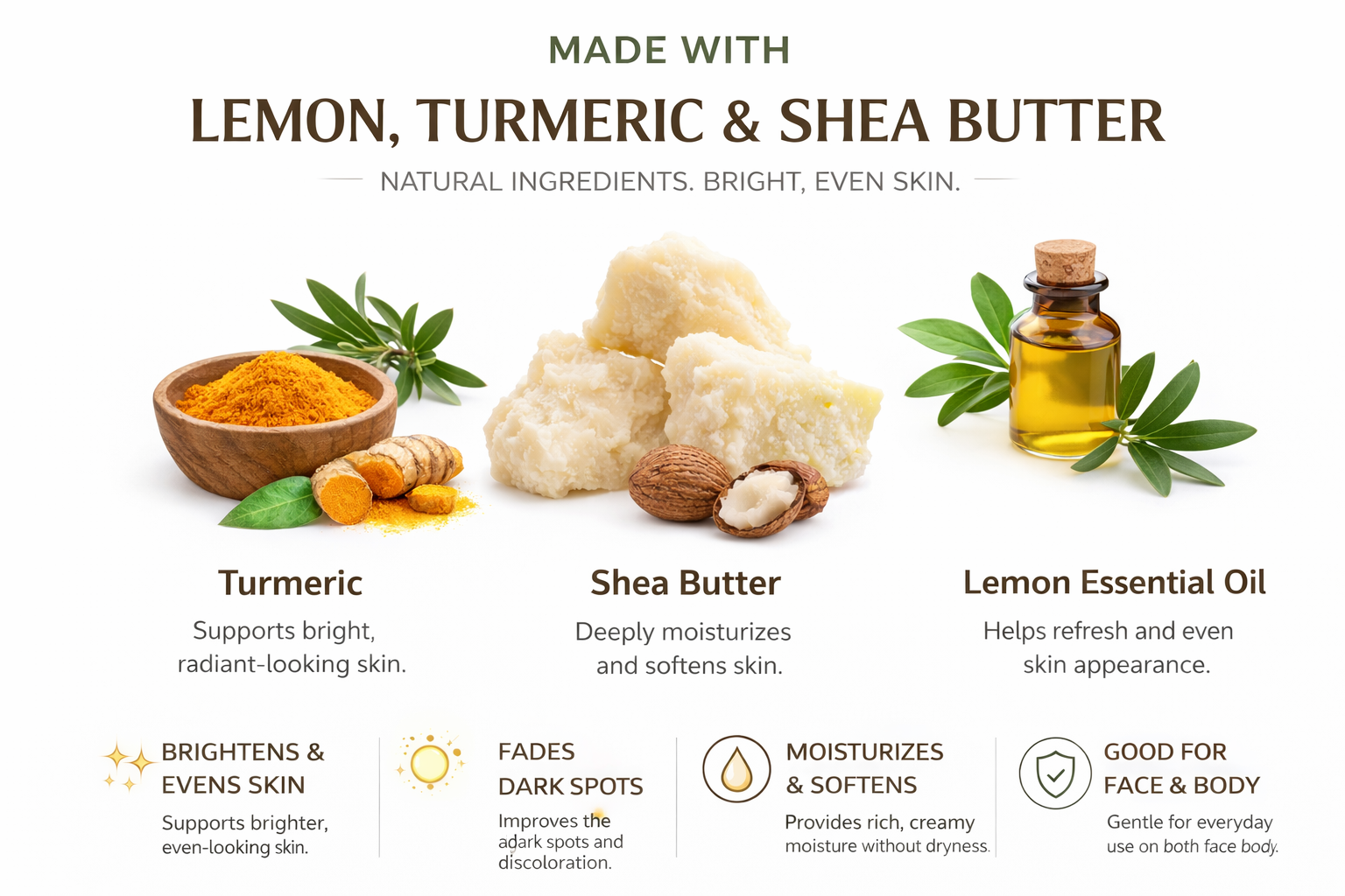 Lemon Turmeric Shea Butter Bar Soap – Brightening for Dark Spots & Uneven Tone
